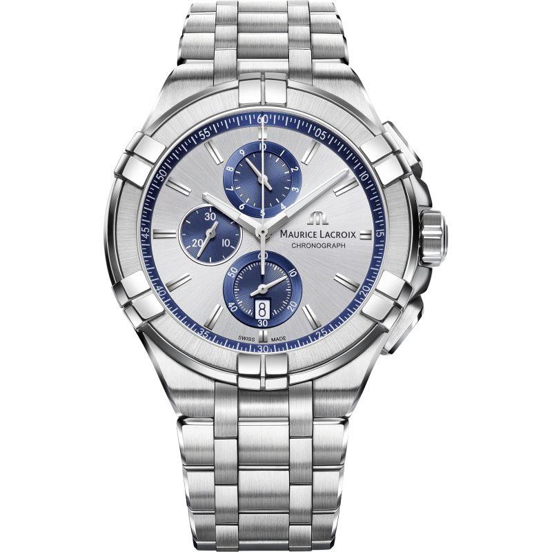 Maurice Lacroix 'Aikon' Silberne ChronographenUhraus Edelstahl aus der Schweiz Maurice Lacroix 'Aikon' Silberne ChronographenUhraus Edelstahl aus der Schweiz